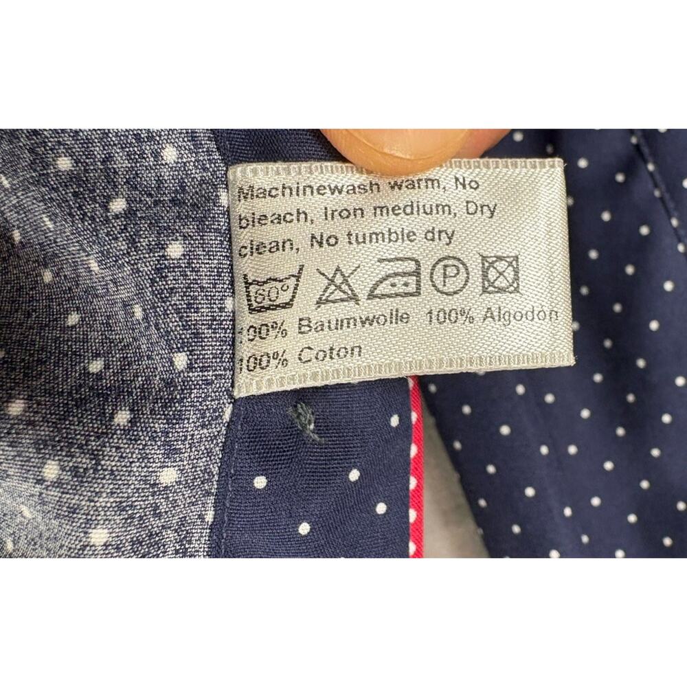 ETON Contemporary Fit Dress Shirt 16.5 42 Navy Blue White Polka Dot Twill Luxury - Picture 7 of 9